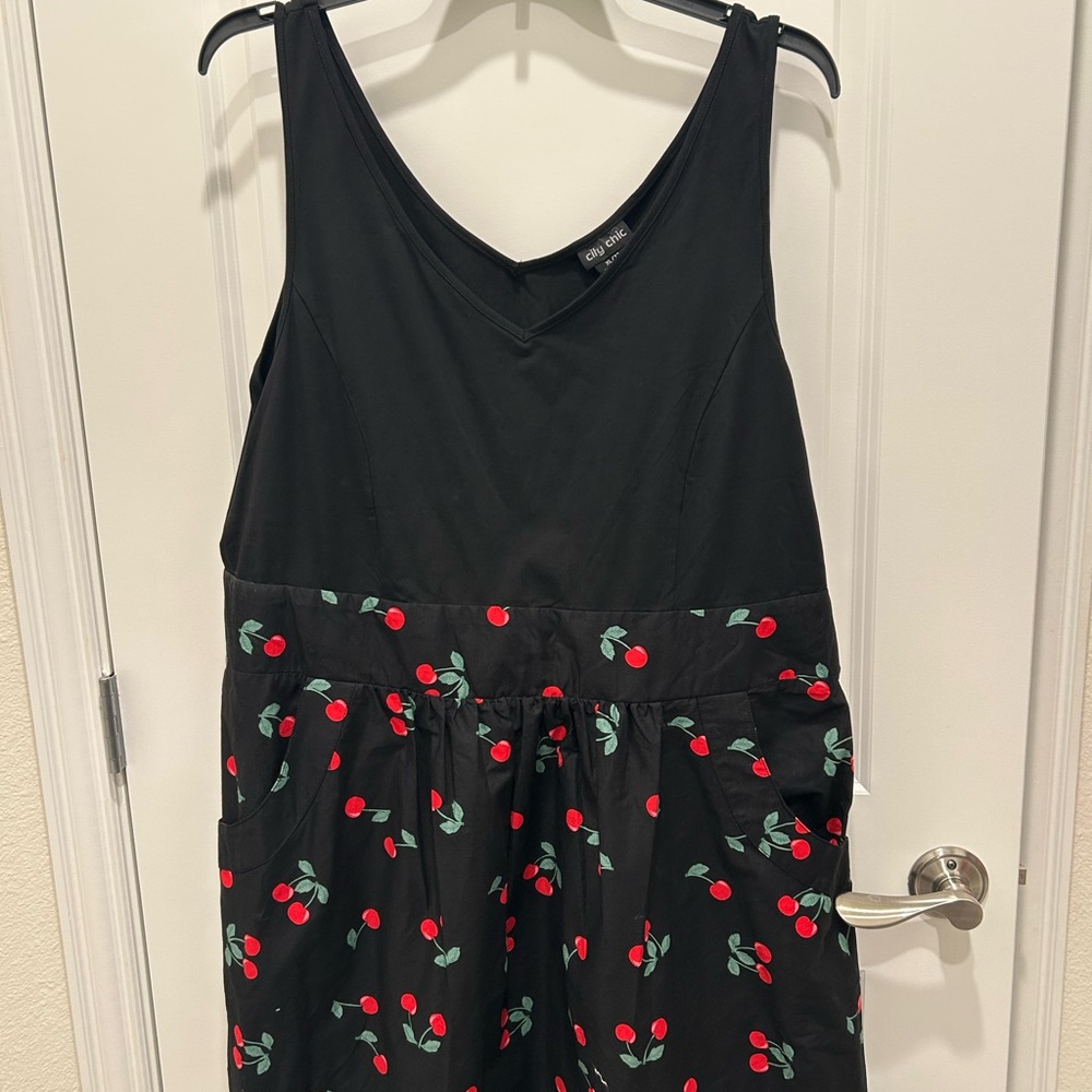 City Chic Black Cherry Print Midi Dress